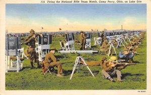 Firing the National Rifle Team Match On Lake Erie View Postcard Backing 