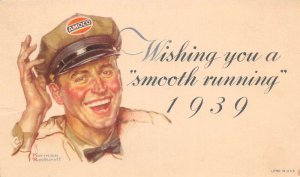 Amoco Gas 1939 New Years Greetings Norman Rockwell Vintage Postcard AA83783