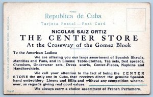1910's OPERA HOUSE CUBA NICOLAS SAIZ ORTIZ CENTER STORE ADVERTISING POSTCARD