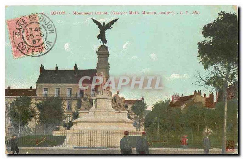 CARTE Postale Old Dijon Monument Carnot