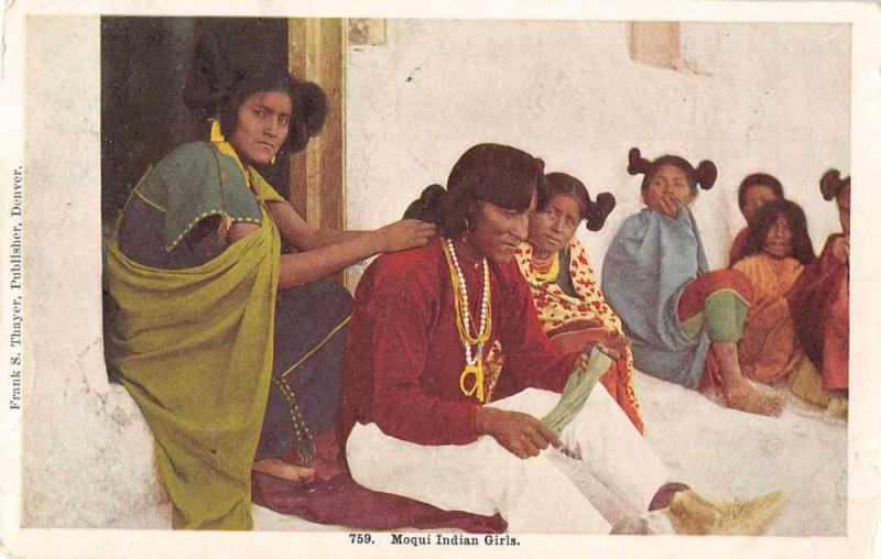 Moqui Indian Girls Native Americana Antique Postcard J49914 