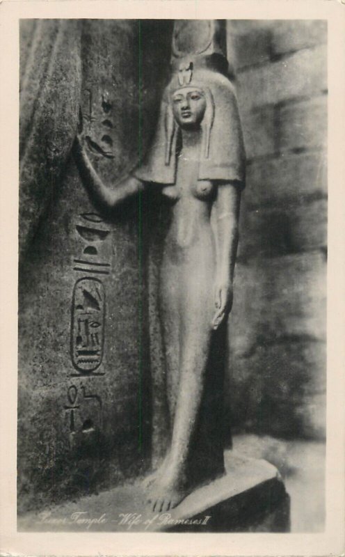 Postcard Egypt Luxor temple wife of Rameses II statue