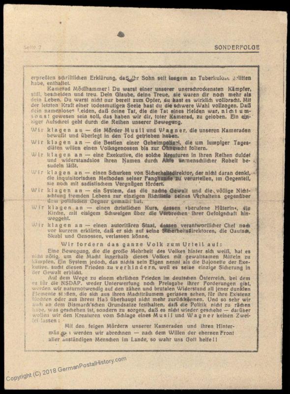 Austria Fascists 1937 Anti-Nazi Oesterreichischer Beobachter Leaflet ...