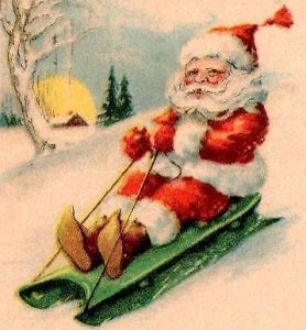 1925 SANTA CLAUS ON SLED*WISHING YOU A MERRY CHRISTMAS*ESTHER QUAYLE MANCHESTER