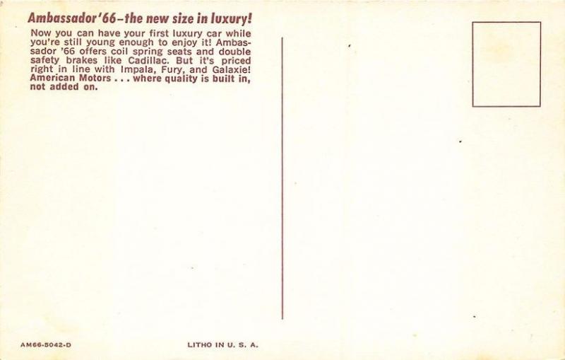 1966  Ambassador DPL Hardtop Four Door Sedan Postcard