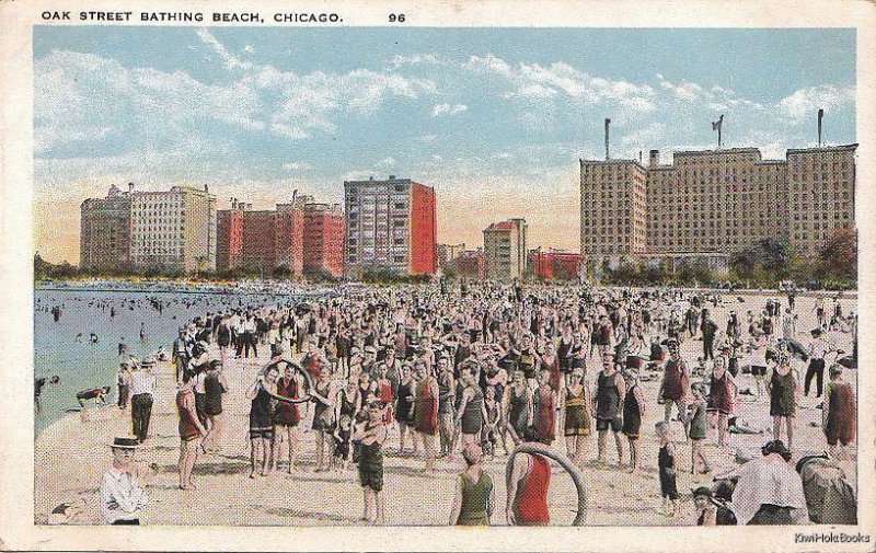 Postcard Oak Street Bathing Beach Chicago IL