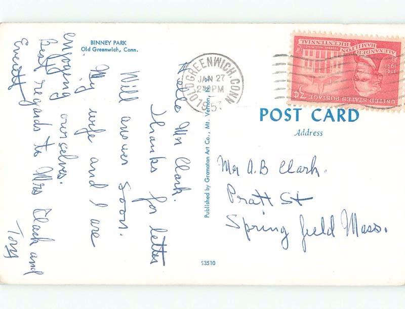 Pre-1980 BINNEY PARK Old Greenwich - Near Stamford Connecticut CT c8654