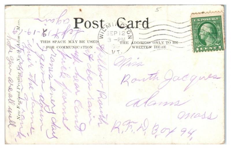 1919 Mountain Mills Dam, Wilmington, VT Postcard