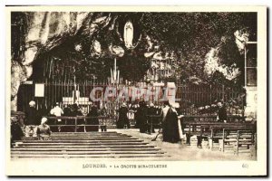Old Postcard Miraculous Lourdes Grotto