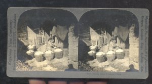 REAL PHOTO WOMAN POTATO VENDOR IN CHINA CHINESE MARKET STEREOVIEW CARD