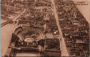 Vtg Pompei Veduta Generale Aerial View Naples Italy Postcard