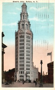 Buffalo NY-New York, 1917 Street View of Electric Building Vintage Postcard