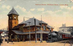 Railroad Station Depot Train Lowell Massachusetts 1910c postcard