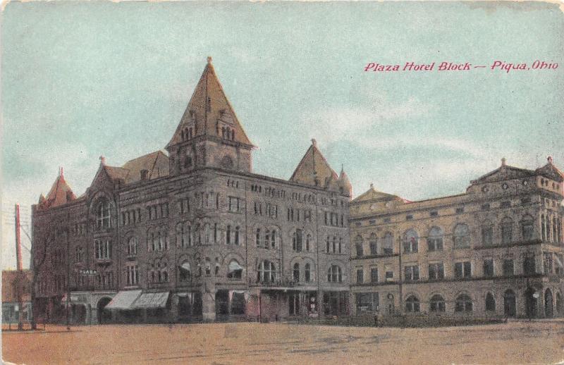 Piqua Ohio~Plaza Hotel Block~Romanesque Style Building~c1910 Postcard