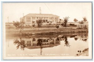 Caldwell Idaho ID Postcard RPPC Photo I O O F Home Building Mirror Lake c1910's