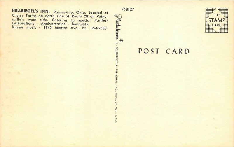 Painesville Ohio 1950s Postcard Hellriegel's Inn Motel