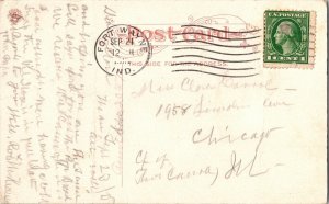 Scottish Rite Cathedral Fort Wayne Indiana Vintage Postcard 1c Stamp Cancel WOB 