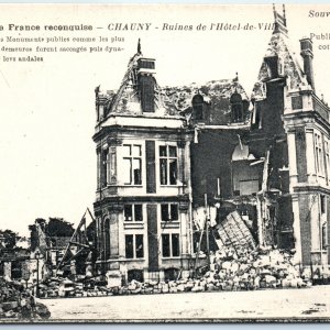 c1910s Chauny, France Hotel-de-Ville Town Hall Ruins WWI Dynamite Damage A360