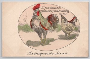 Humanized Angry Old Cock Rooster Hen If I Were Dressed As Pheasant Postcard U29