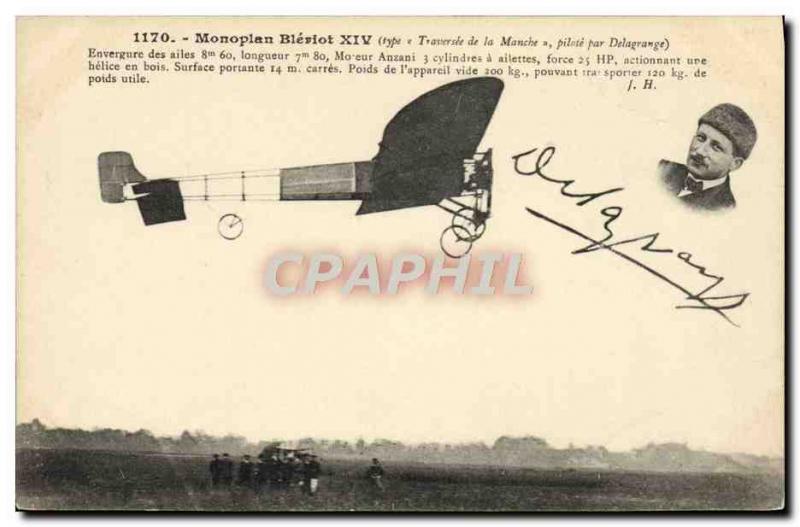 Old Postcard Jet Aviation Bleriot monoplane XIV Traversee Channel