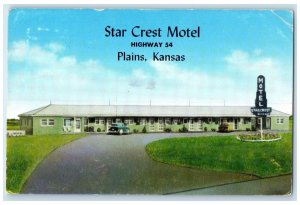 1961 Star Crest Motel Exterior Roadside Plains Kansas KS Posted Car Postcard
