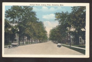 COLUMBIUS MISSISSIPPI COLLEGE RESIDENCE STREET SCENE VINTAGE POSTCARD