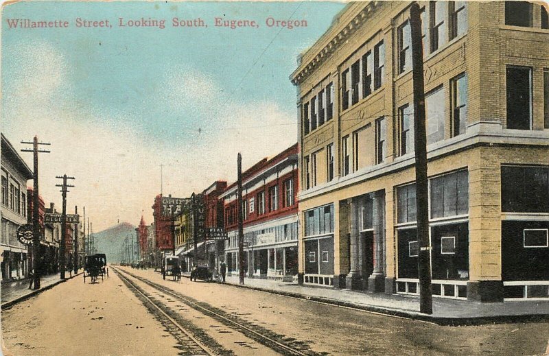 Postcard; Eugene OR Willamette Street Scene South, Posted 1913