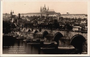 Czech Republic Praha Prague Charles Bridge and Hradčin Vintage RPPC C203