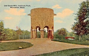 WORCESTER MASSACHUSETTS~OLD STONE MILL-INSTITUTE PARK~1911 PSTMK POSTCARD