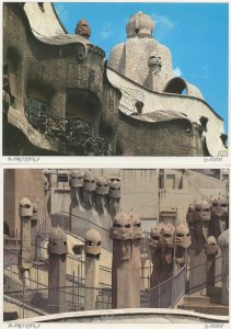 Barcelona Gaudi La Padrera Casa Mila 2x Spanish Postcard s