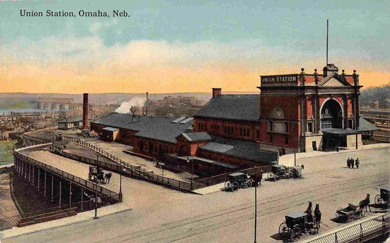 Union Station Railroad Depot Omaha Nebraska 1910c postcard