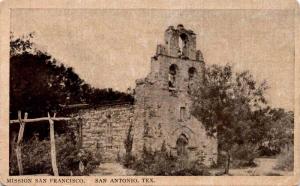 MIssion San Francisco, San Antonio Texas, Vintage Postcard F24