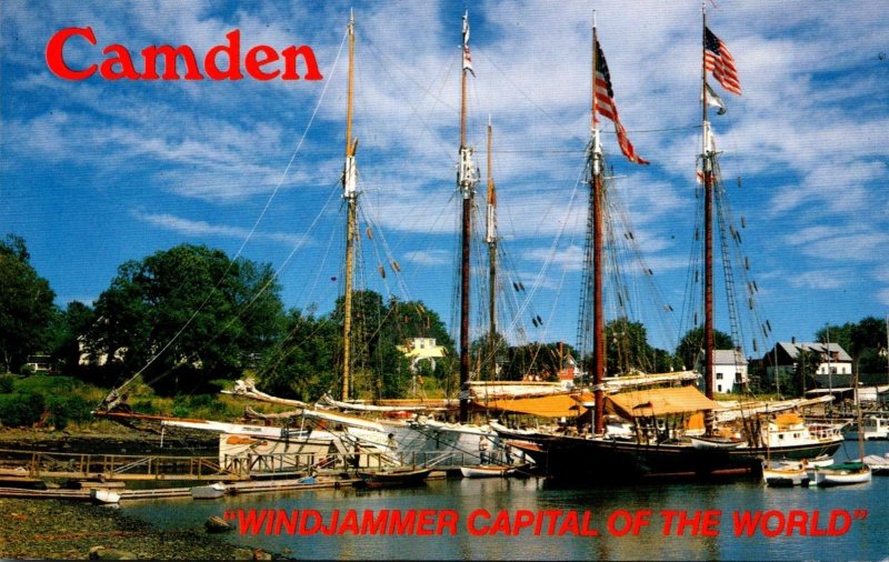 Maine Camden Harbor Scene Windjammers Angelique Mary Day and Stephen Tabor