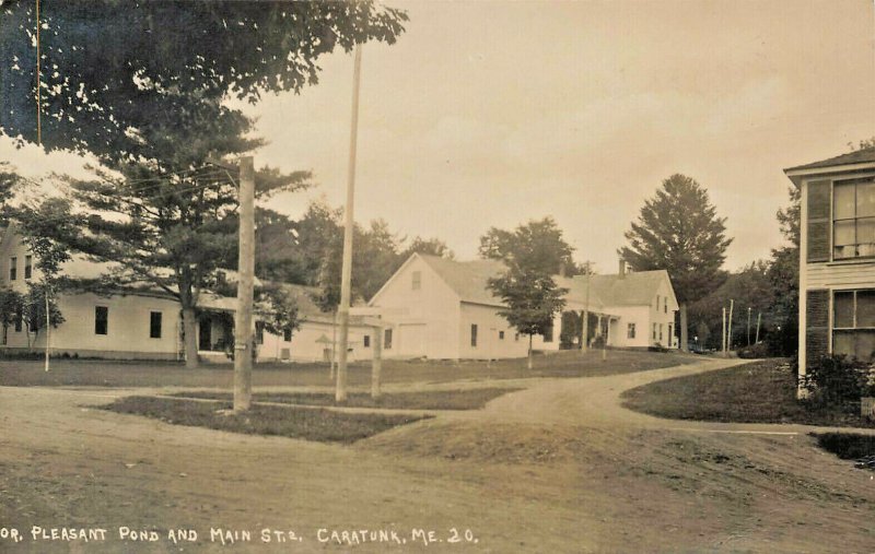 Carratunk ME Pleasant Pond And Main Streets Real Photo Postcard