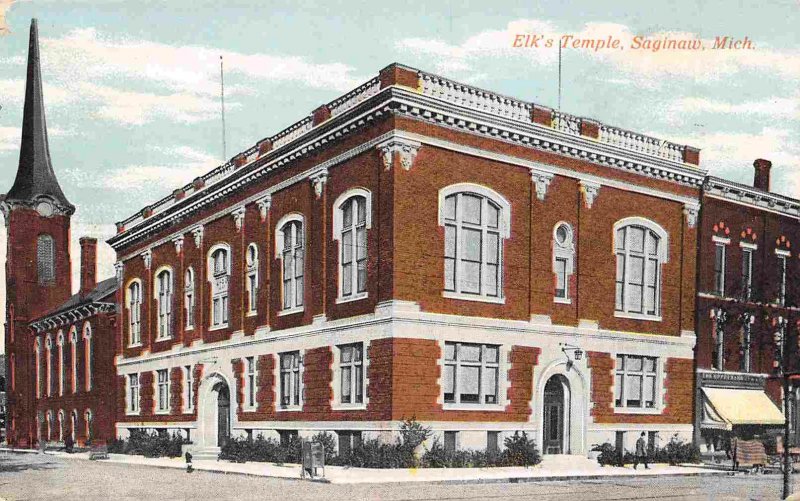 Elks Temple Saginaw Michigan 1912 postcard