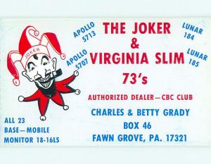 joker SMOKING PIPE - QSL HAM RADIO CARD Fawn Grove Pennsylvania PA t0818