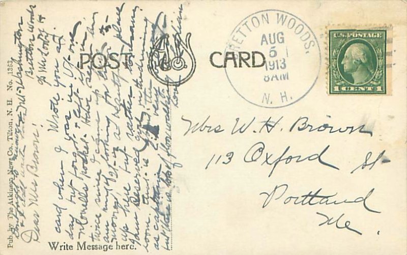 White Mtns NH Mt Washington Bretton Woods 1913 Litho Postcard Used