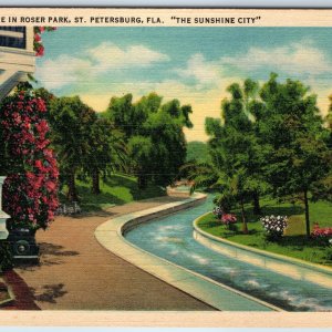 1936 St. Petersburg, Fla Roser Park Scenic Artificial Waterway Stream Creek A226