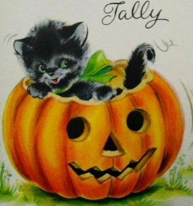 Vintage Halloween Tally Game Card Happy Black Cat NOS Original Hallmark NOS