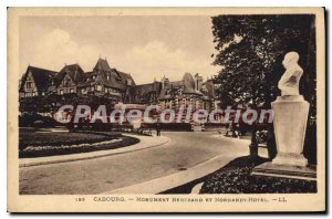 Old Postcard Cabourg monument Bertrand and Normandy Hotel