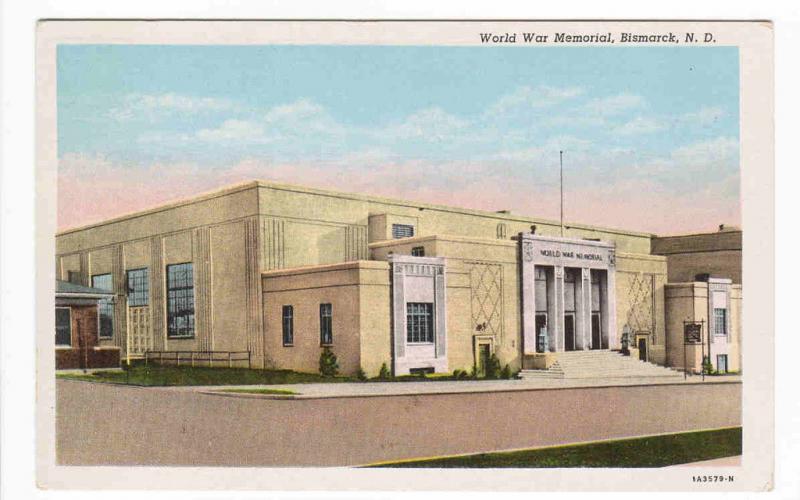 World War Memorial Hall Bismarck North Dakota postcard