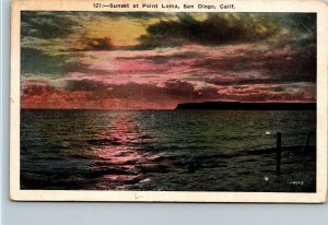 Vtg San Diego California CA Sunset at Point Loma 1920s Postcard
