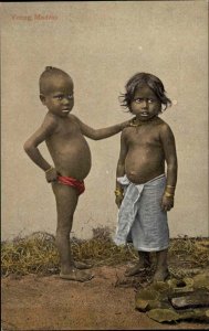 India Indigenous Culture Young Madras Children c1910 Vintage Postcard