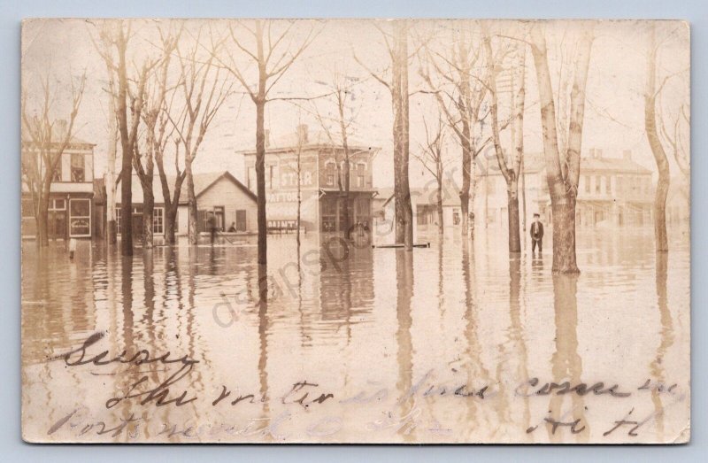 J99/ Portsmouth Ohio RPPC Postcard c1907 Flood Disaster Stores 380