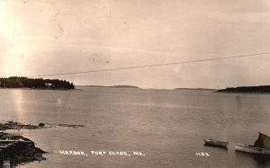 Vintage Postcard 1940 Harbor United States Marina Port Clyde Maine ME RPPC