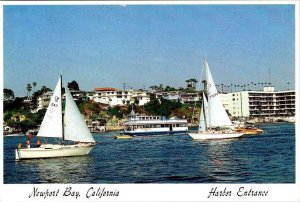 Newport Bay, CA California  HARBOR ENTRANCE  Sailboats~Yachts~Boats 4X6 Postcard