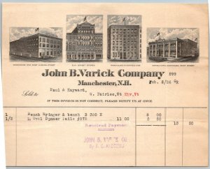 1926  John B. Varick Company  Manchester  New Hampshire  Receipt   6 x 8