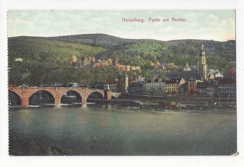 Germany Heidelberg Partie am Neckar Karl Theodor Old Bridge Vintage Postcard