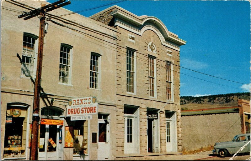 Vtg Virginia City Montana MT Rank's Drug Store 1960s Postcard