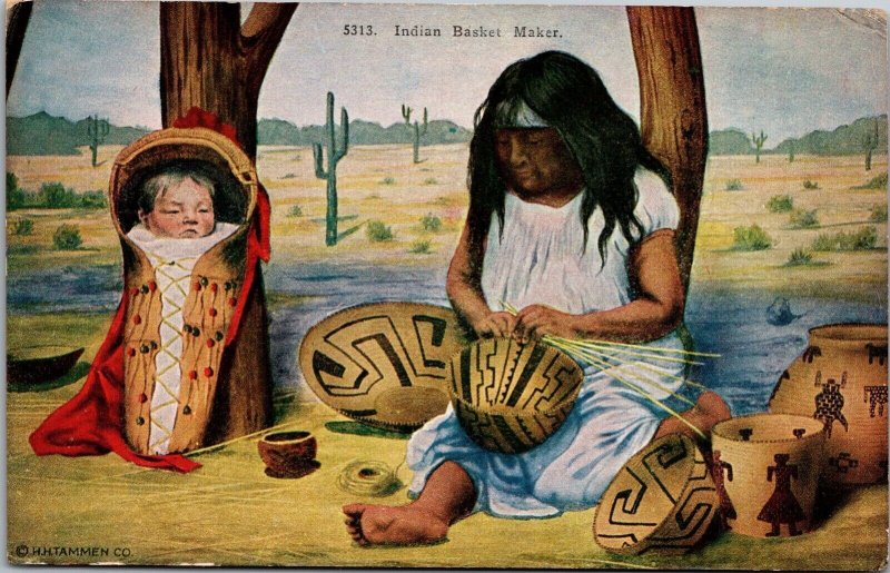 Postcard Indian Basket Maker~138876